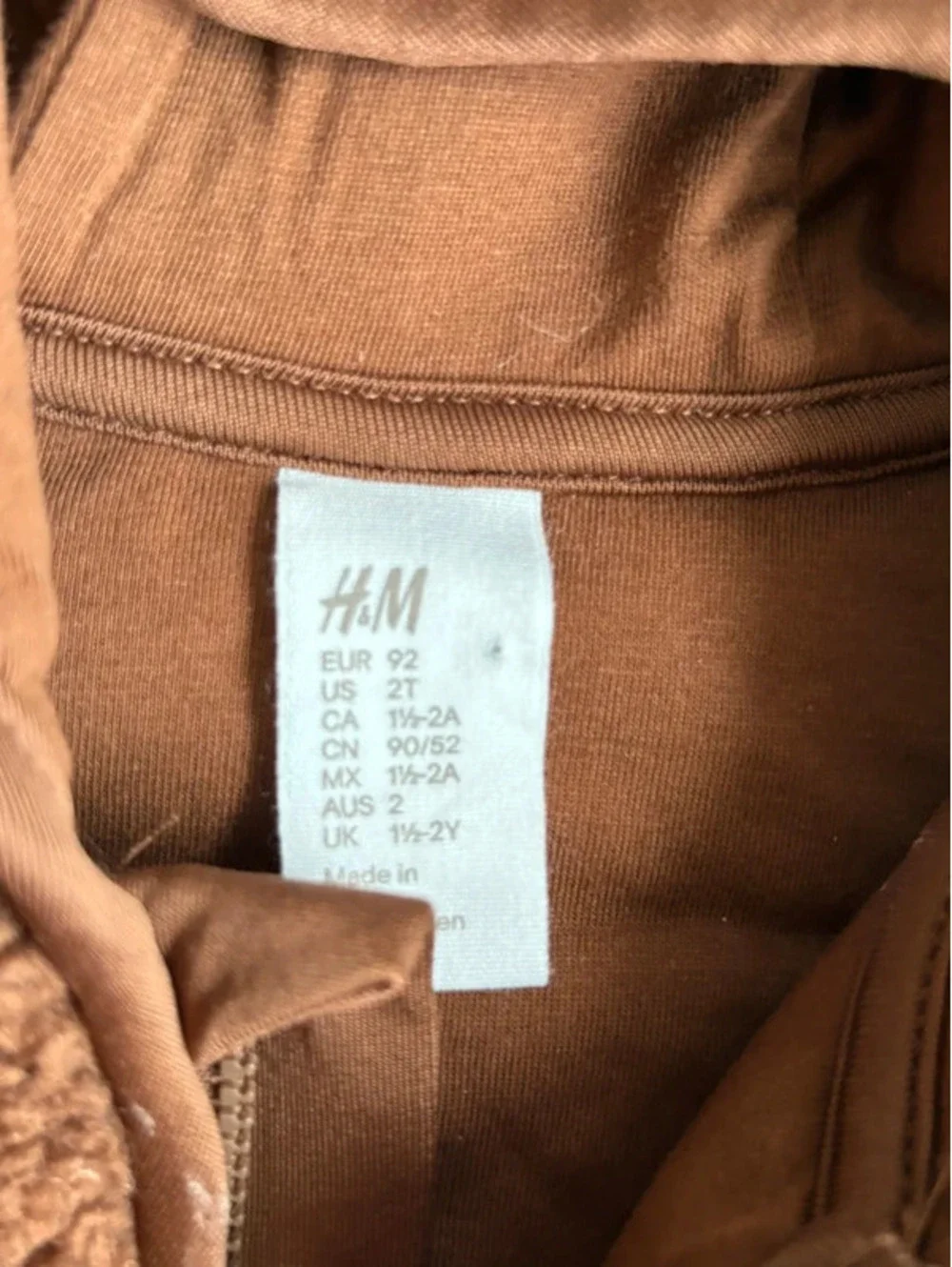 2T Fuzzy H&M Brown Zip Jacket